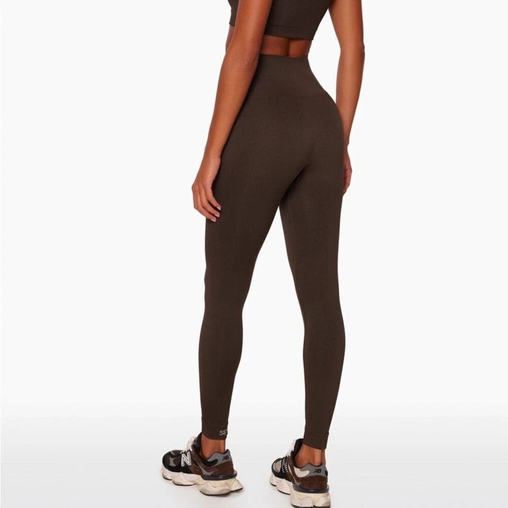 SET Active Sculptflex Power High Rise Brown Seamless Knit Leggings Size S